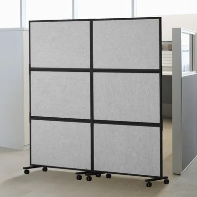 Immagine prodotto di VEVOR Divisorio Paravento Parete divisoria Doppio pannello, divisorio da ufficio portatile con poliestere e parete in acciaio, divisorio (171 x 39 x 186 cm), grigio