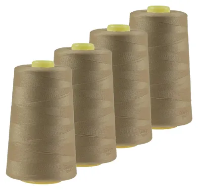 Produktbild von 4 x 4572m Qualitäts Overlock-Garn Overlock-Nähgarn Farbe 701 - 740, Farbe:A708 sand