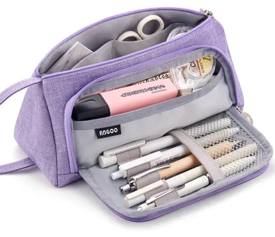 Produktbild von Großes Federmäppchen, Schreibtasche, Stifteetui für Schülerinnen, Mädchen, Erwachsene, Teenager, Geschenk - Violett