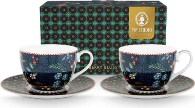 Image de PiP Studio - Set de 2 tasses avec soucoupes - Berry Blues, 280ml,