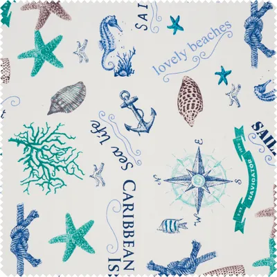 Produktbild von Motiv-Stoff Leinenoptik "Sealife", 140 cm breit, Meterware