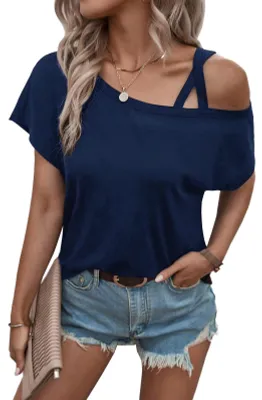 Productafbeelding van Dames T-Shirt Korte Mouwen Casual Off-Shoulder