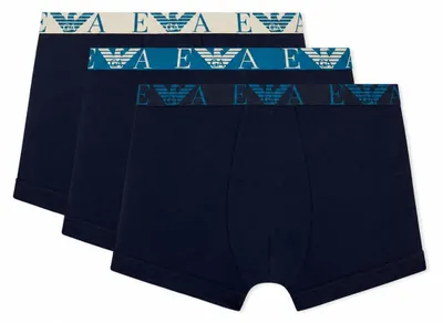 Productafbeelding van Emporio Armani heren boxershorts, set van 3, met opvallend monogram, blauw, maat S