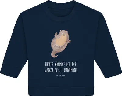 Produktbild von Mr. & Mrs. Panda Organic Baby Pullover Otter Umarmen 12. - 18. Monat - French Navy - Geschenk, Hallo, Optimistisch, gut Gelaunt, Seeotter See, Bullover, glücklich