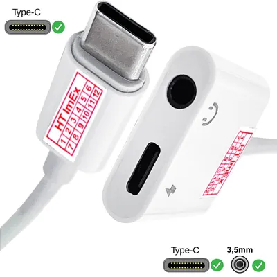 Produktbild von 2 in 1 Audio 3,5 mm Miniklinke Kopfhörer Adapter USB Type C WEiß für Samsung