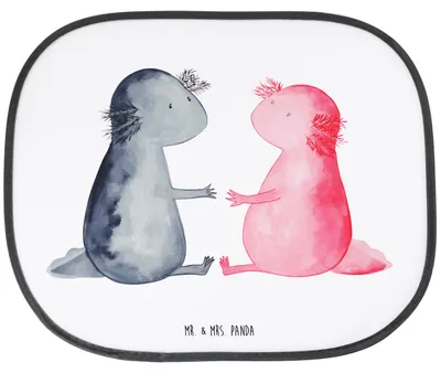 Produktbild von Mr. & Mrs. Panda Auto Sonnenschutz Axolotl Liebe - Weiß - Geschenk, Autoscheiben, Schwanzlurch, Valentinstag, Sonnenblende, saugnapf, fenster