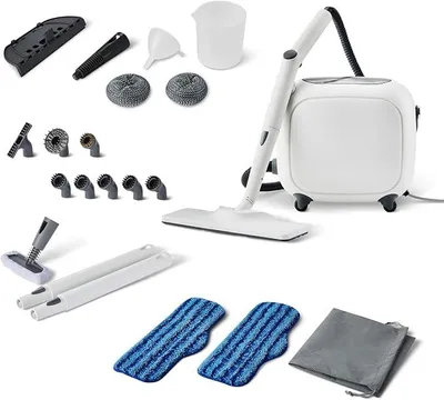 Imagen del producto de Limpiador a vapor multifunción con 22 accesorios, depósito de 1,5 litros, 1500 W, color blanco