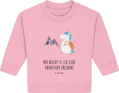 Produktbild von Mr. & Mrs. Panda Organic Baby Pullover Einhorn Bergsteiger 6. - 12. Monat - Baumwolle Pink - Geschenk, Urlaub, Berge, Einhörner, Reisen, Abenteuer, Unicorn, Bullover