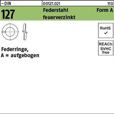 Produktbild von Reyher  Federringe DIN 127 FederSt. A 27 tZn (100 Stück)