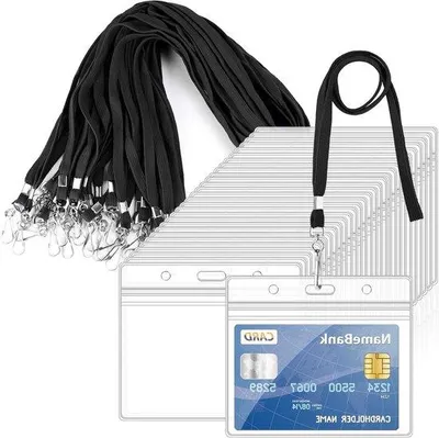 Produktbild von ID-Kaartenhalter mit Lanyard - Transparenter PVC-Halter für ID-Karten - 50 Stück - Schwarz