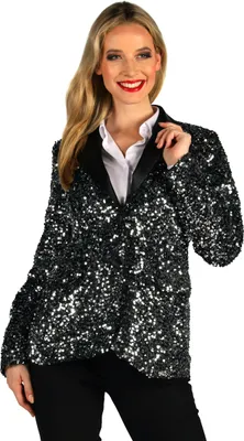 Produktbild von Jacke Showstar Pailletten silber schwarz Damen, Groesse:XXXL