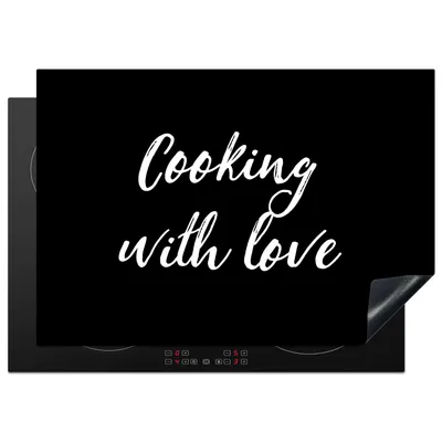 Produktbild von KitchenYeah© Herdabdeckplatte Zitate - Kochen - Liebe - Sprichwörter , 75x52cm, Küche Deko, Glaskeramikkochfeld Herdabdeckung, Abdeckplatte fùr Kochfeld