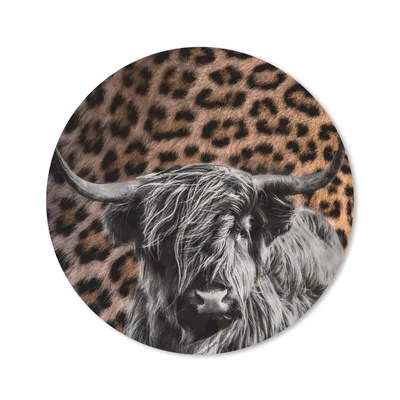 Produktbild von MuchoWow® Mauspad Mousepad Schottischer Highlander - Kuh - Pantherdruck 40x40 cm - Mousepads - Maus Mat - Pad - Mausunterlage - Schreibtisch Accessoires