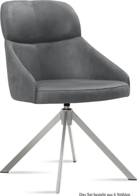 Produktbild von Esszimmerstuhl drehbar (6er-Set) Deeanne 52x82x63 Edelstahl/Grau