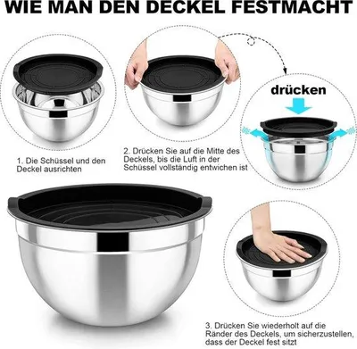 Image de Trois récipients hermétiques et antidérapants avec graduation et couvercle - Idéaux pour une utilisation en cuisine