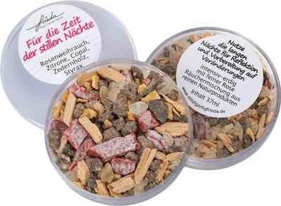 Produktbild von INNA-Glas Naturreine Räuchermischung TOKESSA in Dose, Für die Zeit der stillen Nächte, 37ml, 1,5cm, Ø6,5cm - räucherduft