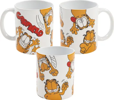 Produktbild von Garfield Tasse - Allover Kaffeetasse Becher Kaffeebecher aus Keramik Weiß 320 ml