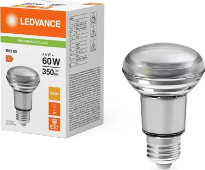 Zdjęcie produktu dla Osram LED R63 P, 4,8 W, 60 W, E27, 670 lm, 15000 h, Ciepłe białe
