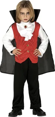 Productafbeelding van Fiestas Guirca - Vampierkostuum voor kinderen, set FG1473 (maat 116) (rood/zwart)