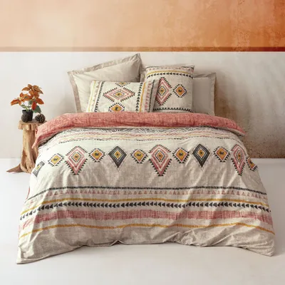 Produktbild von L'Essentiel Linge de Maison, Felix - Tile Red, Einzelbett-XXL-Bettbezug-Set (DE), Fliesenrot, 100 % Baumwolle, 155 x 155 cm