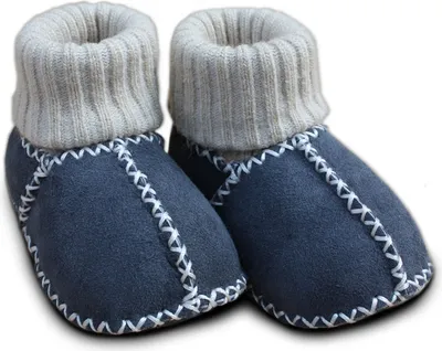 Produktbild von Heitmann Felle Paar Baby-Lammfellschuhe,  Farbe Anthrazit mit Strickbündchen, Größe 22/23 928AN22