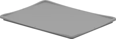 A gray lid for a Eurobox is shown from a slightly elevated angle.