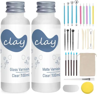 Ton-Glasur-Set 30-tlg. mit Modellierwerkzeugen, 100 ml, glänzend & matt