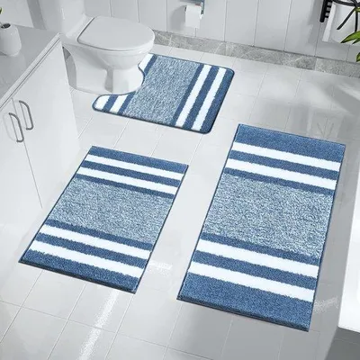 Obrázek produktu pro Sada tří h koupelnových rohoží Unyqoos® – měkká mikrovlákna, 15 mm, protiskluzová TPR, rozměry 45×65 / 50×80 / 50×60 cm, vhodné do sprchy, vany a na toaletu