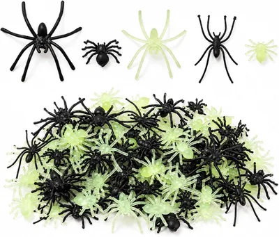 Productafbeelding van Tafeldecoratie & grapartikel voor griezelfeesten - Set van 100 - Halloween spinnendecoratieset