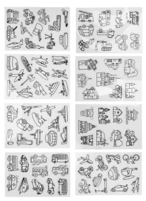 Produktbild von 8er-Pack Schrumpffolie für Jungen und Mädchen, durchscheinend, vielseitig einsetzbar, Shrinky-Art-Papier für DIY-Bastelprojekte, Muster für Jungen