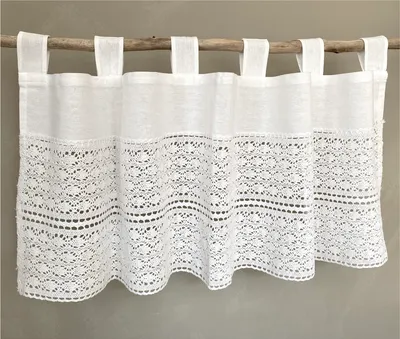 Produktbild von heimtexland ® Häkelspitze Bistrogardine Baumwolle Weiß Häkelborte Landhaus Scheibengardine Typ793 Gardine 45 x 120 cm