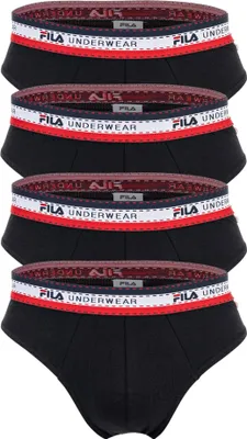 Produktbild von FILA Herren Slip, 4er Pack - Briefs, Logobund, Baumwolle Stretch, einfarbig Schwarz M