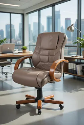Produktbild von Ergonomischer Bürosessel aus Kunstleder mit Holzrahmen