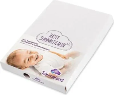 Produktbild von Träumeland Spannbetttuch für Laufgittermatratzen Jersey weiß 100x100