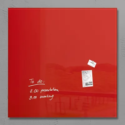 Produktbild von SIGEL GL202 Glas-Whiteboard / große Glasmagnettafel Artverum, 100x100 cm, rot