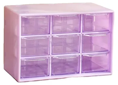 Obrázek produktu pro Úložná krabička, design s 9 přihrádkami, ekologický materiál, LÍLOVÁ