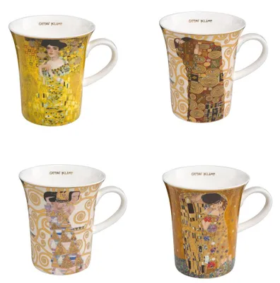 Produktbild von 4er Set Gustav Klimt Becher, Tassen ALLE MOTIVE H. 11cm 400ml Goebel Porzellan