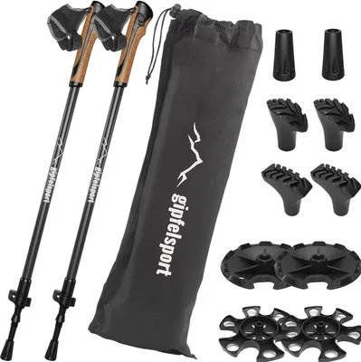 Verstellbare Carbon Nordic Walking Stöcke mit Tasche - Leicht und Ergonomisch
