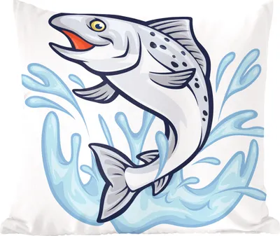 Produktbild von MuchoWow® Zierkissen Sofakissen Wohnzimmer Dekokissen 40x40 cm Illustration eines Fisches im Wasser - Foto Kissen - Schlafzimmer Dekoration