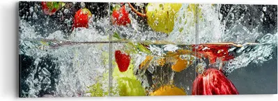 Produktbild von Bild auf Leinwand - Leinwandbild - Früchte Wasser Spritzer Essen - 90x30cm - Wand Bild - Wanddeko - Leinwanddruck - Bilder - Kunstdruck - Wanddekoration - Leinwand bilder - Wandkunst - CA90x30-2972