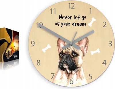 Produktbild von ModernClock, Wanduhr, Wanduhr für Kinder, stille Wanduhr, Bulldogge Hund, 30cm