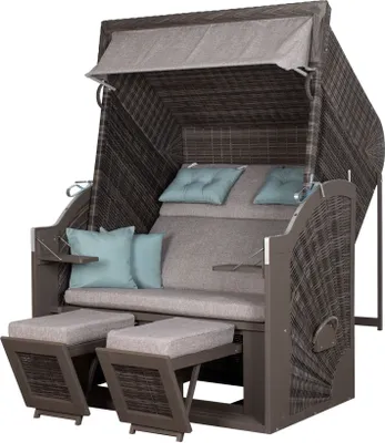Produktbild von Strandkorb deVries PURE® Classic XL SUN - PE stone grey - Dessin 488 - inkl. Schutzhülle