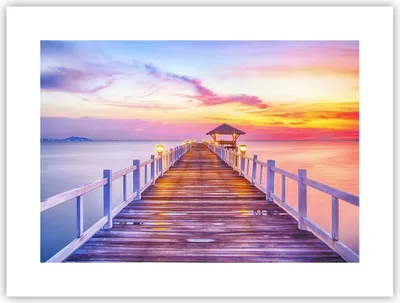 Produktbild von Poster - Poster ohne Rahmen - Sonnenuntergang Wasser Brücke Horizont - 40x30 cm - Wand Bild - Wanddeko - Wandbilder - Kunstposter - Wandposter - Bilder - Kunstdruck - Wandbild - P2XAA40x30-2515