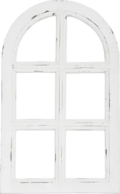 Produktbild von Holz Dekorations Fenster weiß geputzt halbrund 295 x 49 cm - Nostalgie Stil Fensterdekoration Fensterbank