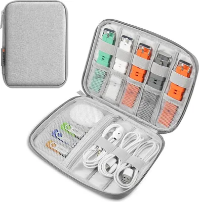 Produktbild von Universal Organizer Tasche Smartwatch Zubehör Kabel Elektronik Accessoires Netzteil USB Festplatte Powerbank Reise Etui Farbe: Grau Größe: L