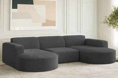 Productafbeelding van Kaiser Möbel: Hoekbank, design, bank in U-vorm, model MODENA, bekleding: stof, kleur: grafiet