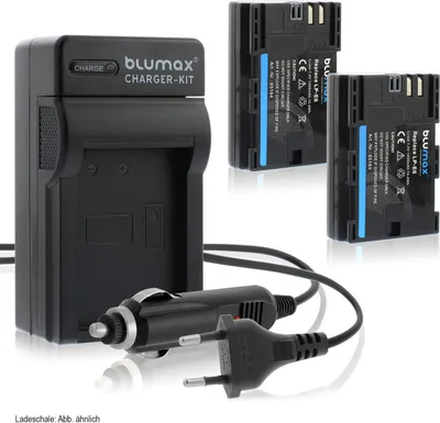 Produktbild von 2x Akku + Lader für Canon LP-E6  EOS R R5 R6 5DS 90D  LP-E6N 1400 mAh (7,4V)