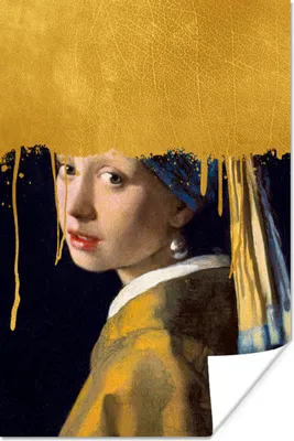 Produktbild von MuchoWow® Poster Mädchen mit einem Perlenohrring - Gold - Johannes Vermeer 120x180 cm - Kunstposter