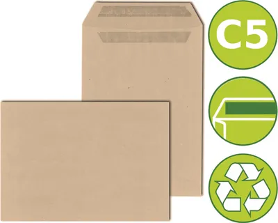 Produktbild von 25 x Versandtaschen Briefumschläge DIN C5 selbstklebend 162x229mm Braun