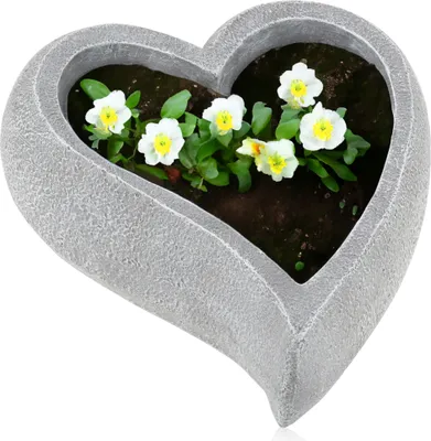 Produktbild von com-four® Deko-Herz zum Bepflanzen - große Pflanzschale als Grabschmuck, für Garten oder Terasse - liebevolle Grabdekoration - Pflanztopf in Herzform als Grabbeigabe